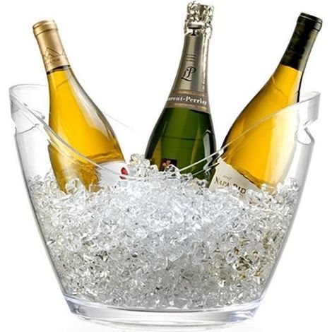 Seau à Champagne - Transparent - 3 Bouteilles - Plastique Robuste - 34x26x24 cm