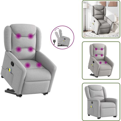 vidaXL Sillón de masaje reclinable de pie de tela gris nube (1/5)