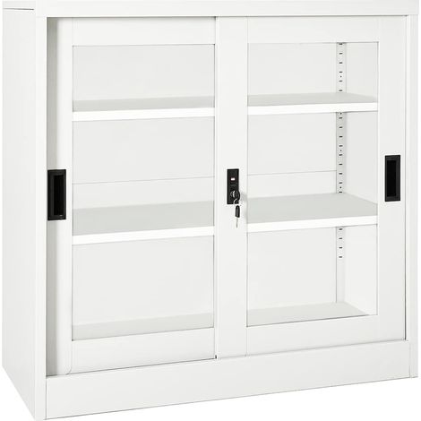 vidaXL Armadio con Ante Scorrevoli Bianco 90x40x90 cm in Acciaio (1/5)