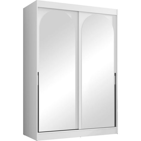 Armario Toledo 131, Blanco, 216x150x65cm, Puertas de armario: Correderas, Número de estantes: 0