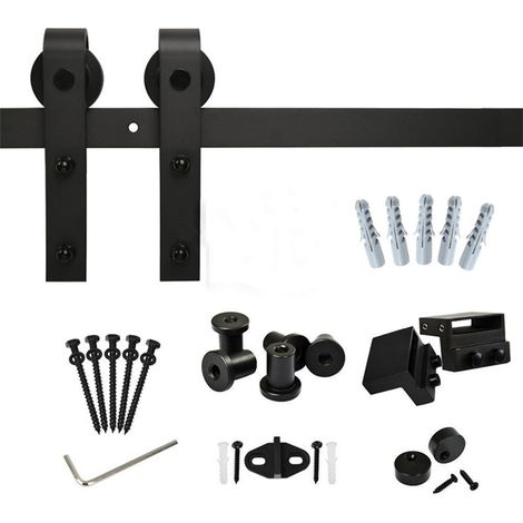 Sifree – Rail porte coulissante suspendu 2m – Support jusqu'à 120kg – Fabriqué en fer – Installation rapide pour espaces intérieurs (1/5)