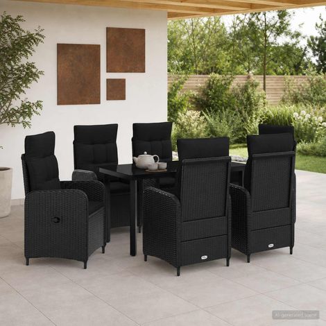 vidaXL Sofa-Tischset mit Kissen mit Kissen 7 pcs Schwarz (1/5)