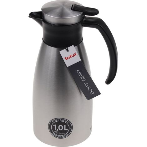 Tefal K3043114 SOFT GRIP Pichet Vide Noir 1 L Chaud Jusqu'a 12 Heures De Froid Jusqu'a 24 Heures 100% Resistant aux Fuites