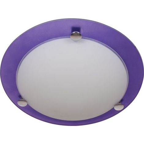 Plafonnier terre ronde 2xe14 h.8xp.30cm aubergine/blanc