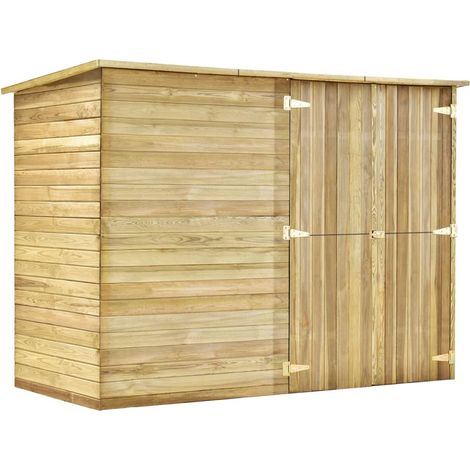 Vidaxl – Abri à vélos en bois de pin imprégné 232x110x170 cm – Résistant aux intempéries – Double porte pour accès facile – Toit en feutre asphalté