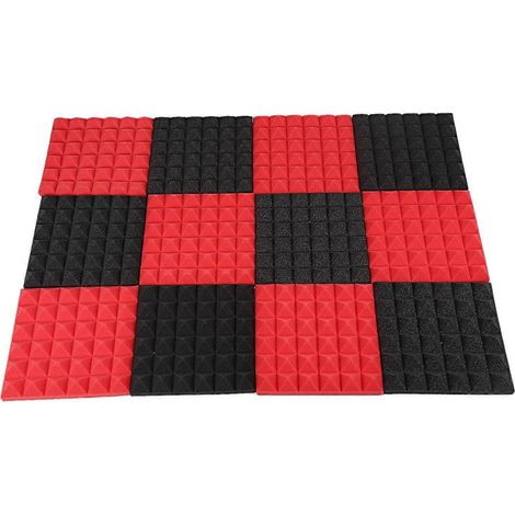 Panneaux acoustiques mousse charbon noir et rouge - Isolation sonore (1/5)
