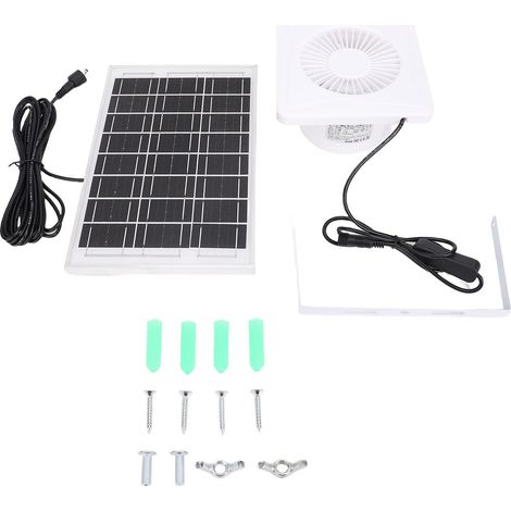 Ortviai Ventilateur d’Évacuation Solaire 4" avec Panneau 6 W – Pour Serre, Poulailler, Abri et Maison pour Animaux (1/5)