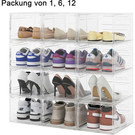 Transparente Schuhbox aus Kunststoff, stapelbar zur übersichtlichen Aufbewahrung von Schuhen (1/5)