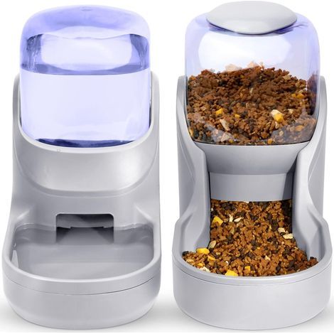 Automatischer Futter- und Wasserspender für kleine und mittelgroße Haustiere, 3,8 l (Grau)