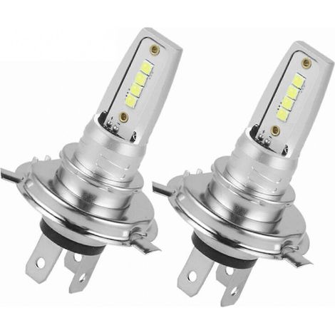 Lot de 2 ampoules LED H4 pour phares de voiture, lumière blanche, économie d'énergie, 8 LED, haute luminosité. (1/4)