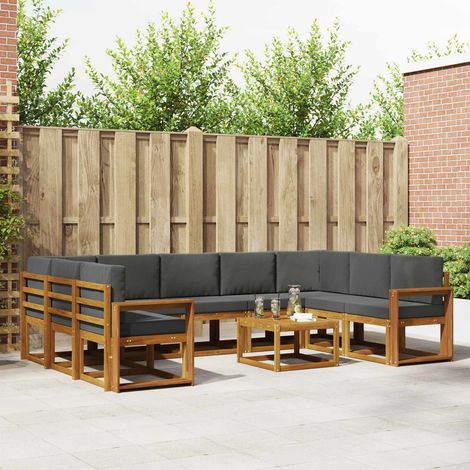 Outdoor-Sofagarnitur mit Kissen 10 pcs Natur und Anthrazit (1/5)