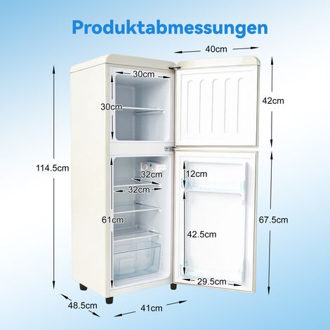 Réfrigérateur double porte 112L : 72L frais + 40L congélation. 7 niveaux de température classe E  LED ainsi que étagères réglables. (1/5)