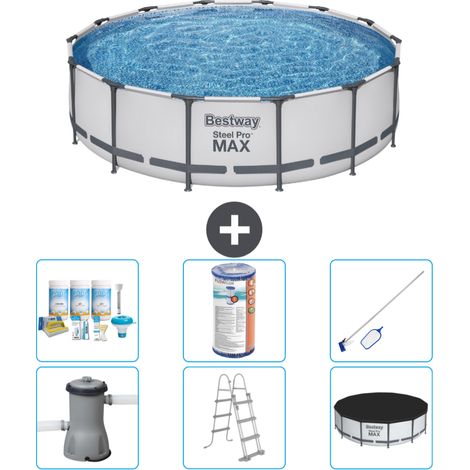 Piscine Bestway ronde Steel Pro MAX - 427 x 107 cm - Grise - Comprend des Accessoires CB32 (1/4)