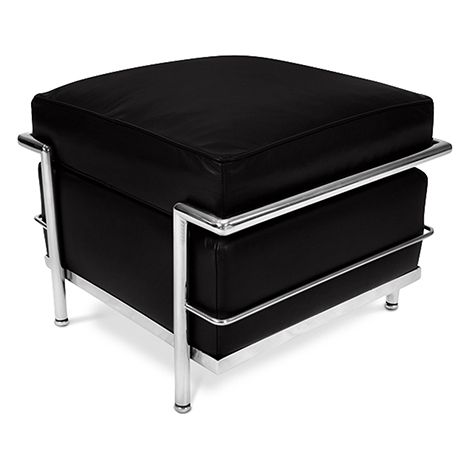 Quadratischer Fußhocker - Bezug aus Kunstleder - Kart Schwarz