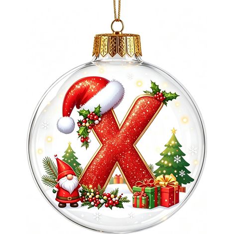 Boule à neige de Noël 3D en acrylique transparent, lettres, décoration à suspendre pour sapin de Noël (non lumineuse) (1/5)