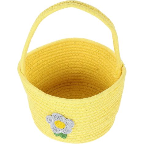 SOLUSTRE en corde de coton jaune avec poignée joli panier à (1/5)