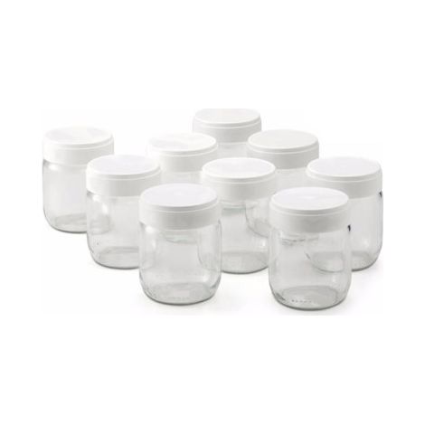 LAGRANGE 9 pots de 185g à Yaourt Transparents Couvercles emboîtables Blanc inclus