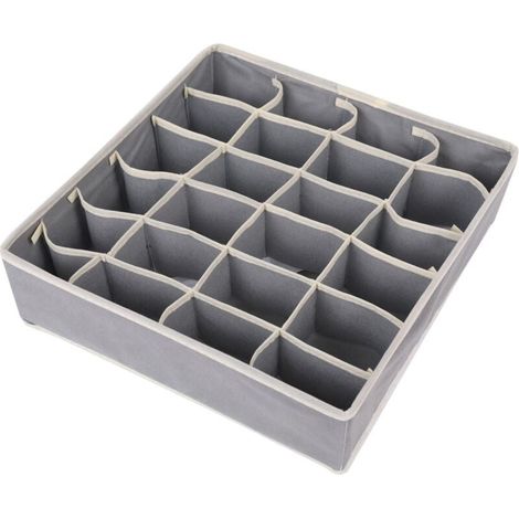 Storage box for underwear and other small accessories, foldable drawer dividers with 24 compartments for socks, scarves, bras, gray, YMYNY (1/4)
