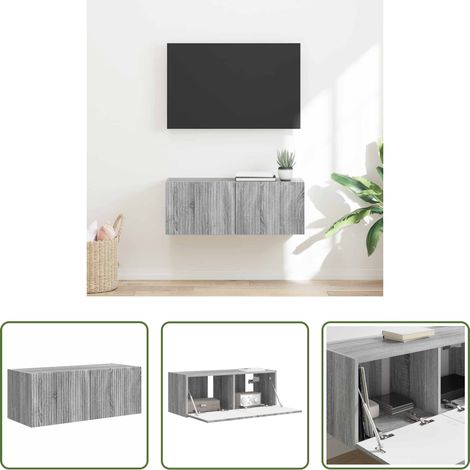 vidaXL Meuble tv mural bois d'ingénierie - Meuble TV mural Gris Sonoma 60 x 31 x 29.5 cm Bois d'ingénierie (1/5)