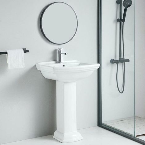 Lavabo de pedestal de cerámica retro MADRY 60 cm (1/4)