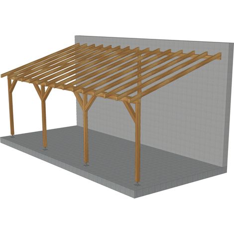 Toit de terrasse 7x3 – Tuilable pente 30% – Bois massif traité CL3 marron – Sections robustes pour durabilité maximale – Fabrication française – Jardinatoire (1/5)