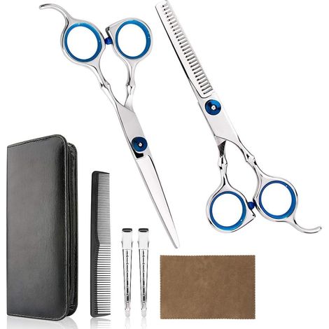 Kit de coupe de cheveux professionnel à domicile Ciseaux de coupe de cheveux à domicile de qualité supérieure avec peigne et étui (1/5)