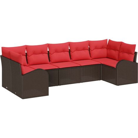 Gartensofa-set mit Kissen 7 pcs Braun Poly Rattan vidaXL