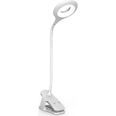 Lampe de table rechargeable à pince avec protection oculaire, réglable (blanche) (1 pièce) (1/3)