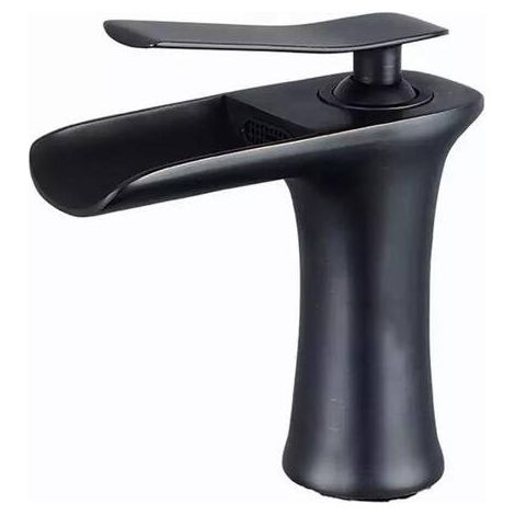 Mitigeur lavabo rétro bec haut Silla, robinet salle de bain en laiton, économie d’eau, design vintage, Noir (1/3)