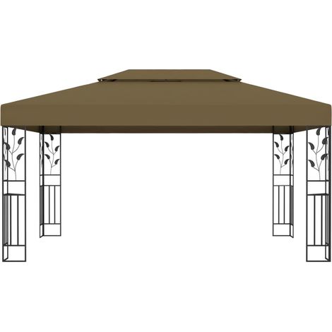 vidaXL Pavillon mit Doppeldach 3x4 m Taupe 180 g/m²