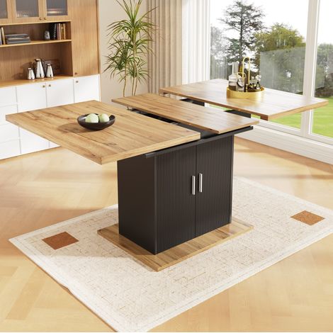 Ausziehbarer Esstisch 140 x 70 x 76 cm aus schwarzem MDF HAVRYA (1/5)