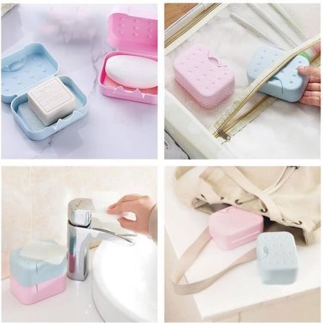 Boite Savon - Non spcifi - Voyage - Couvercle tanche - Plastique PP - Compacte et Lgre bleu bleu PORTE SAVON (1/4)