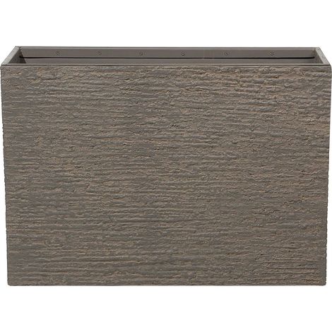 Haut Cache-Pot Marron Rectangulaire 34 x 80 x 56 cm Bac à Fleurs en Pierre et Polyrésine au Design Moderne Idéal pour Extérieur et Intérieur Beliani (1/5)