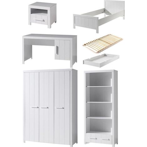 Chambre Complète Enfant 7P "Erik II" Blanc (1/5)