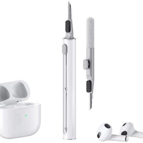 Kit di pulizia per AirPods Pro 1 e 2, penna multifunzione per la pulizia di auricolari Bluetooth, stilo per la pulizia di auricolari Huawei, Samsung e MI (bianco)
