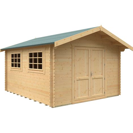 14x14 The Marlborough 28mm Cabin - L415 x W415 x H282.2 cm - Solid Wood/Softwood/Pine - Natural