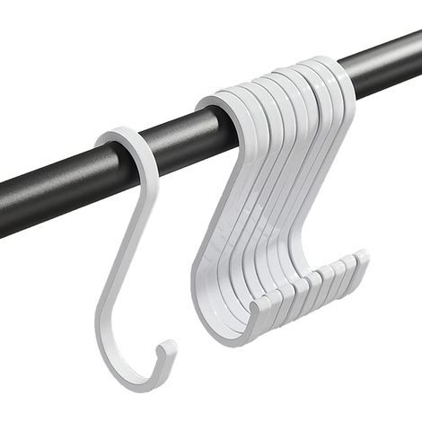 Set di 10 ganci a S robusti per pentole, padelle, tazze, utensili, vestiti, borse, asciugamani e piante (bianco) (1/5)