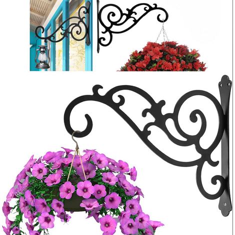 Porte plantes et étagère à plantes,Support Mural pour Plantes Suspendues, Crochets Suspension Fer Supports Muraux Pot Fleur Mangeoire à Oiseaux Cintre Rétro Crochet Jardin Intérieur Extérieur Carill (1/5)