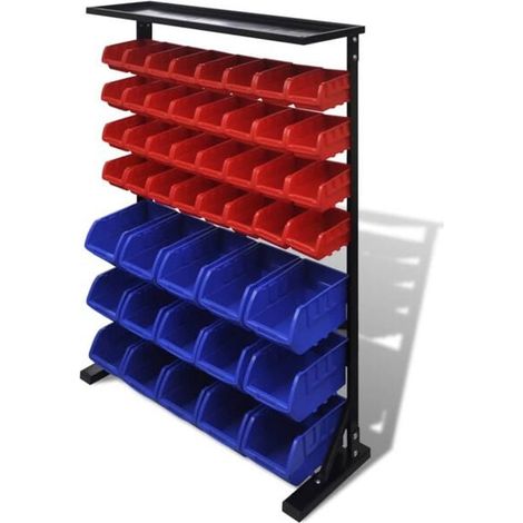 Porte-outils de garage bleus et rouges (1/4)