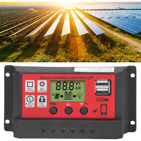 Contrôleur de production d'énergie solaire photovoltaïque 12 V/24 V avec écran LCD 30 A (1/5)