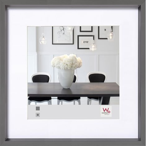 Cadre Photo Acier 20 x 20 cm avec Passe-Partout, Cadre Plastique Style Acier ES220D (1/5)