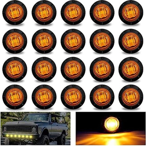 Biqing Feux de Gabarit LED Feux Latéraux Eclairage,LED Côté Marqueur Feux Indicateurs De Position Ambre 12V/24V Étanche de côté pour Camion Remorque Camion Bus Bateau (Amber-20X) (1/5)