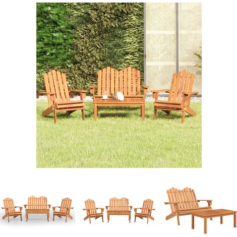 The Living Store - 4-tlg. Garten-Lounge-Set Adirondack Massivholz Akazie (1/5)