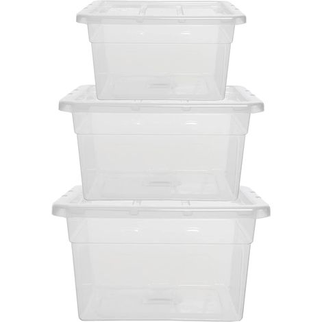 5 x 22L Spacemaster Home Office Clear Transparent Plastic Storage Containers With Lids