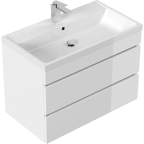 Badmöbel Via 80 SoftClose weiss hochglanz mit grifflosen Schubladen