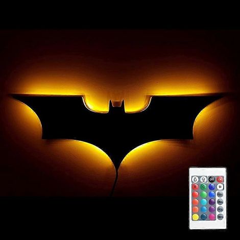 Applique murale, forme de chauve-souris 3D, thème Halloween, télécommande, multicolore RGB.-AquaForge (1/4)