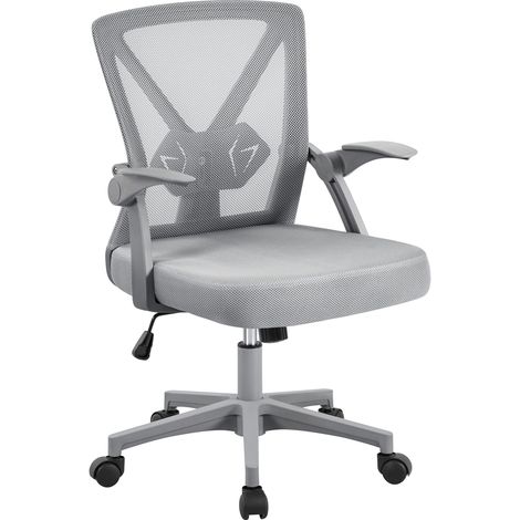Yaheetech Sedia da Ufficio Ergonomica Lombare Scrivania Girevole a Rotelle in Rete Traspirante Reclinabile Altezza Regolabile Grigio
