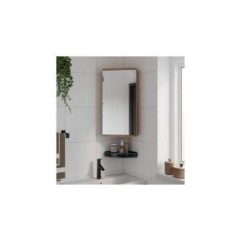 Armoire de bain à miroir d'angle chêne 30x24x60 (1/5)