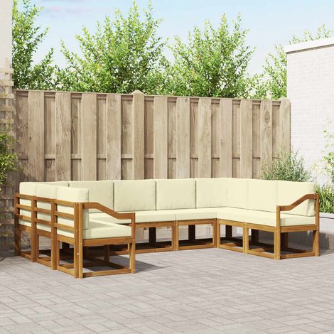 Outdoor-Sofagarnitur mit Kissen 9 pcs Natur und Creme
