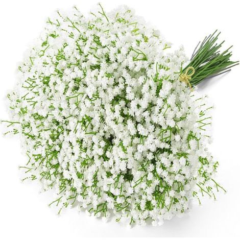 Lot de 6 fleurs artificielles de gypsophile, gypsophile blanche en vrac, fleurs synthétiques réalistes au toucher réaliste pour mariages et compositions florales (1/5)